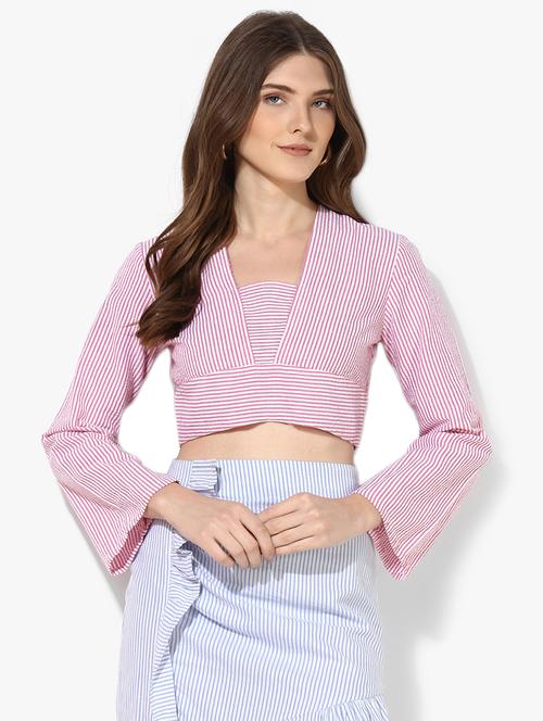 tie back striped top  - 16701434 - Very Small Image - 1