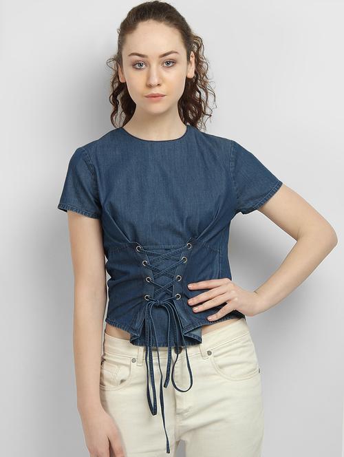 corset belt denim top  - 16701453 - Very Small Image - 1