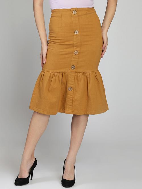 high rise button detail peplum skirt - 16701566 - Very Small Image - 1