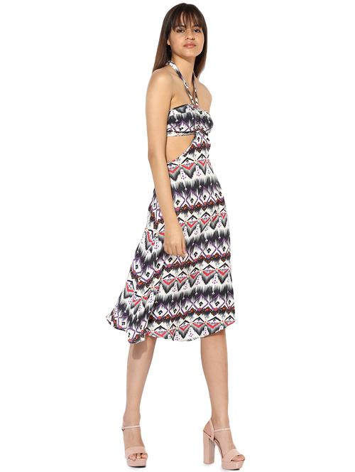 halter neck cutout detail a-line dress - 16701648 - Very Small Image - 1