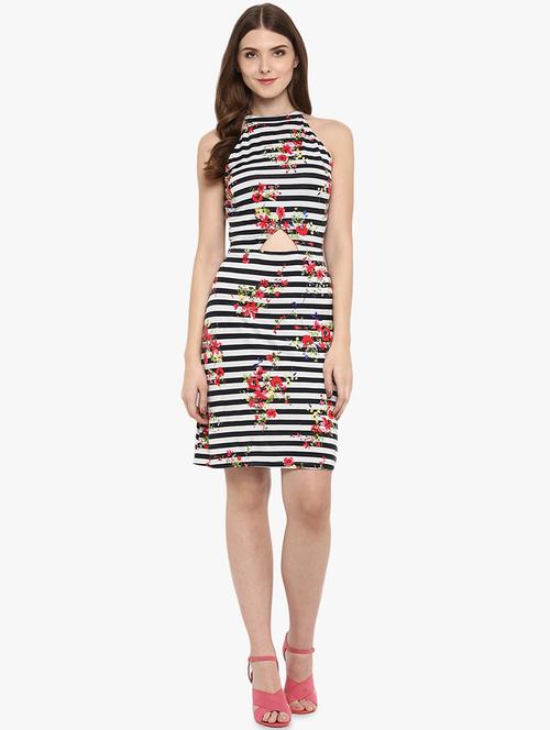 cutout detail striped sheath dress - 16701661 - Very Small Image - 1