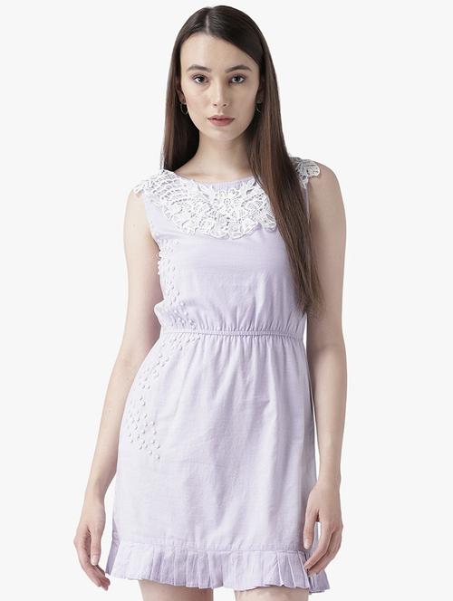 lace detail pleated hem a-line dress - 16701810 - Very Small Image - 1