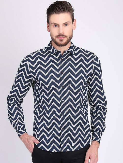 blue printed casual shirt - 16702019 - Very Small Image - 1