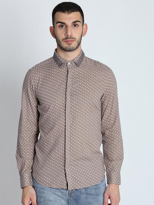 beige polka dot casual shirt - 16702052 - Very Small Image - 1