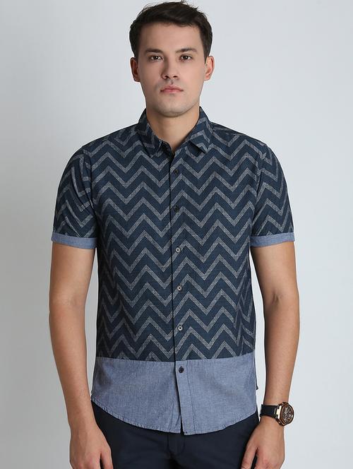 blue printed casual shirt - 16702082 - Very Small Image - 1