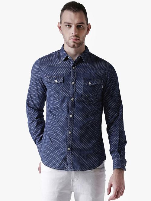 blue polka dot casual shirt - 16702152 - Very Small Image - 1