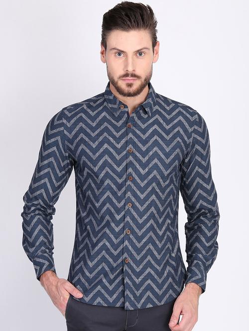 blue printed casual shirt - 16702177 - Very Small Image - 1