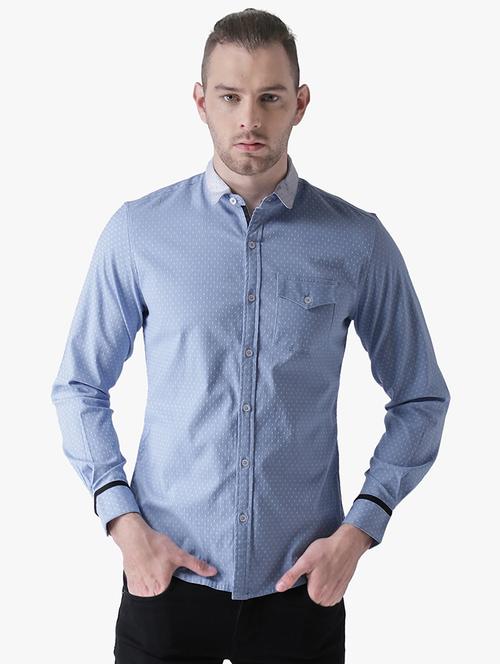 blue polka dot casual shirt - 16702202 - Very Small Image - 1