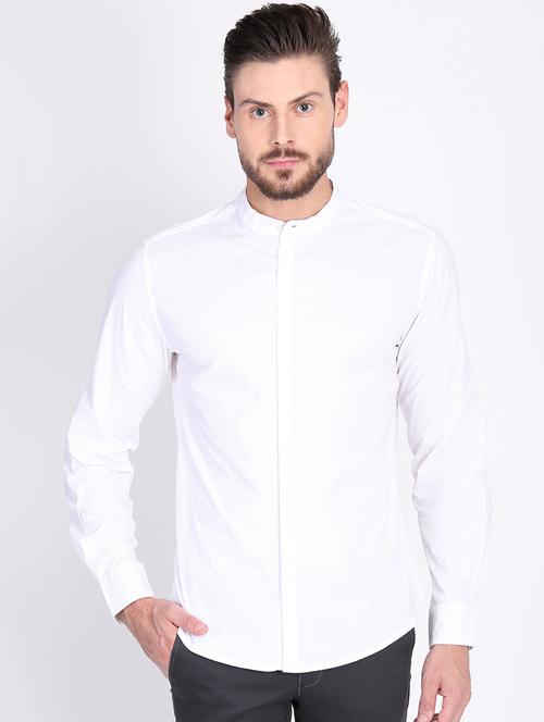 white solid casual shirt - 16702216 - Very Small Image - 1