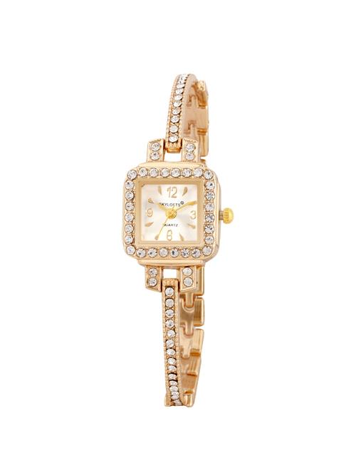 skylofts square silver dial gold plated analog women watches and girls watch - 16702706 - Very Small Image - 1