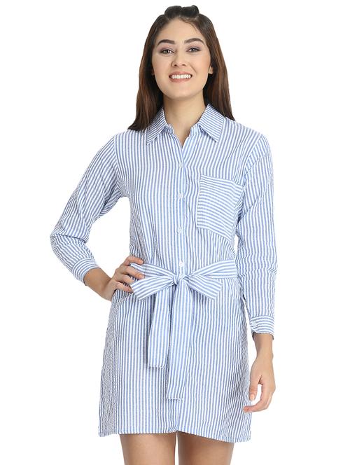 tie front striped shirt dress - 16702718 - Very Small Image - 1