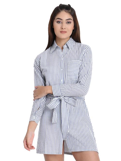 tie front striped shirt dress - 16702719 - Very Small Image - 1