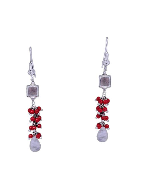 red silver drop earring - 16703519 - Very Small Image - 1