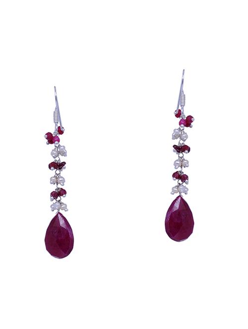 red silver drop earring - 16703533 - Very Small Image - 1