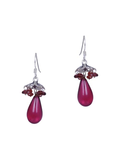 red silver drop earring - 16703632 - Very Small Image - 1