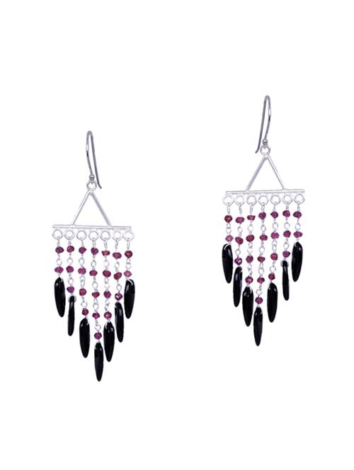 pink silver drop earring - 16703765 - Very Small Image - 1