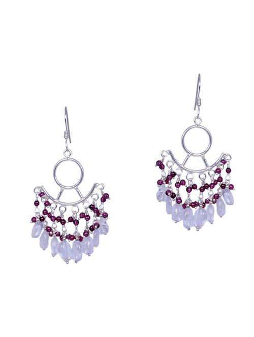 pink silver drop earring - 16703795 - Very Small Image - 1