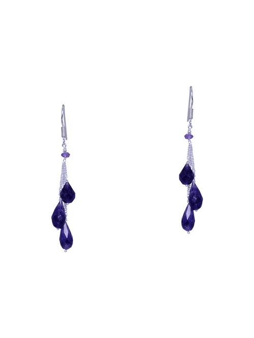 purple silver drop earring - 16703914 - Very Small Image - 1