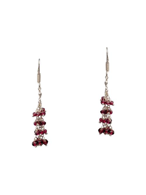 red silver drop earring - 16704100 - Very Small Image - 1