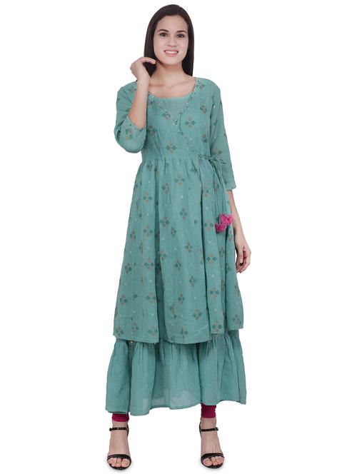 self design angrakha kurta - 16704371 - Very Small Image - 1