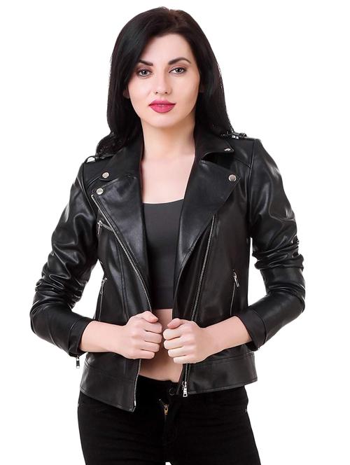 lapel neck leather/leatherette jacket - 16704570 - Very Small Image - 1