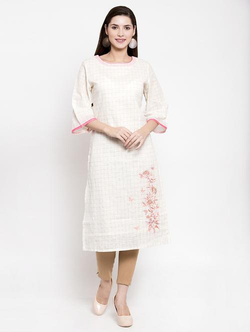 checkered straight kurta - 16704607 - Very Small Image - 1