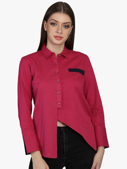 contrast detail asymmetric shirt - 16705134 - Very Small Image - 1