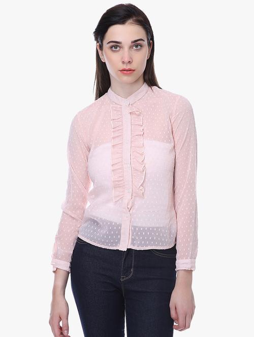 mandarin neck frill detail dobby shirt  - 16705366 - Very Small Image - 1
