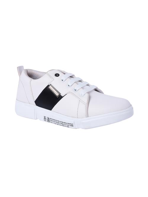 white leatherette lace up sneakers - 16708660 - Very Small Image - 1
