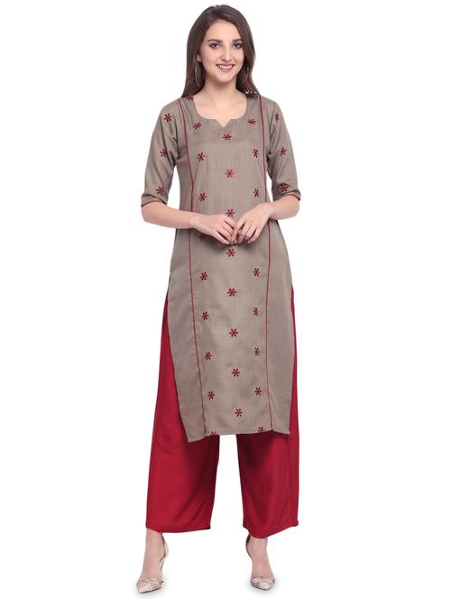 embroidered straight kurta - 16709361 - Very Small Image - 1