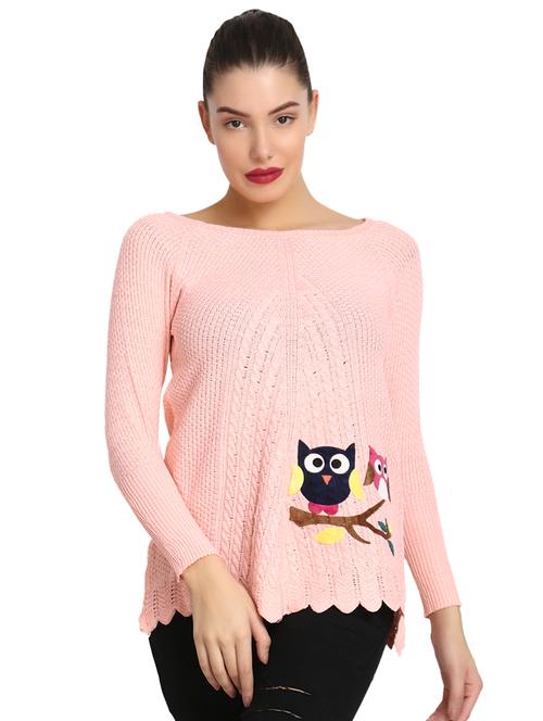 boat neck applique pullover - 16710632 - Very Small Image - 1