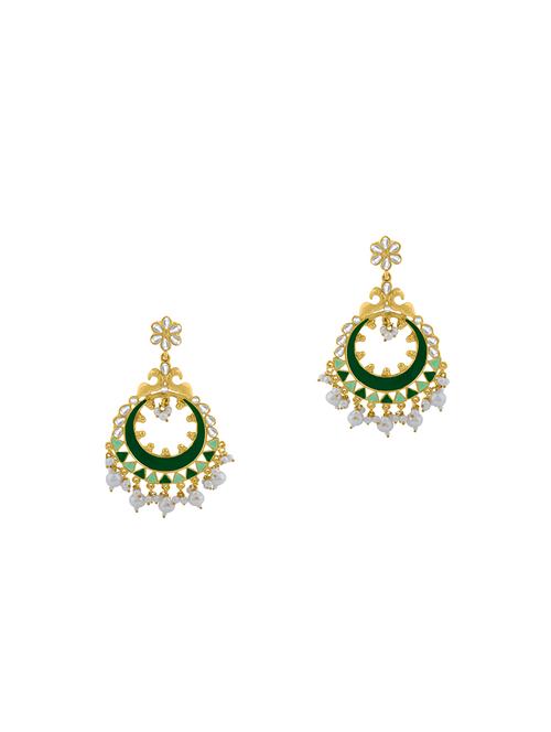 green metal chandballi earring - 16711507 - Very Small Image - 1