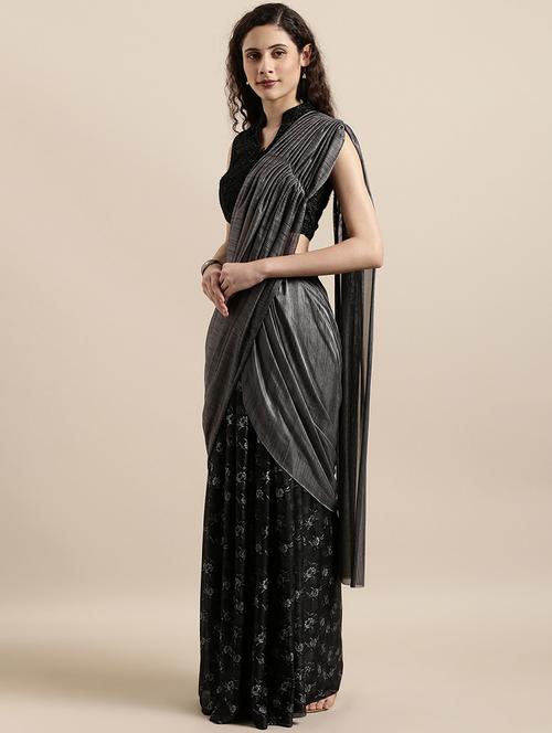 floral print draped saree with blouse - 16711663 - Very Small Image - 1