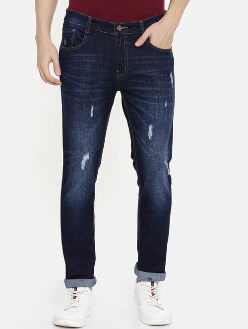 blue light washed distressed denim jeans - 16711805 - Very Small Image - 1