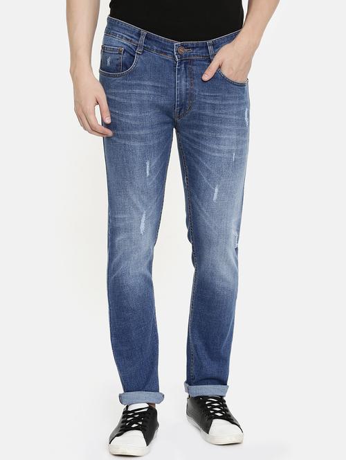 navy blue light washed ripped denim jeans - 16711806 - Very Small Image - 1