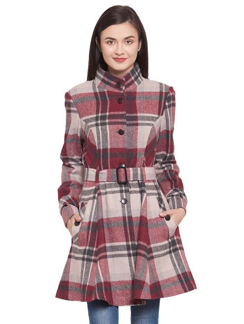 mandarin neck belted trench/overcoat coat - 16711886 - Very Small Image - 1