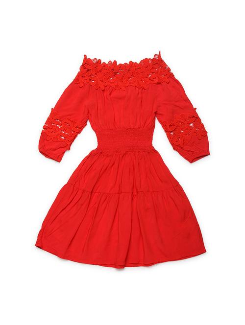 red cotton blend frock - 16712168 - Very Small Image - 1