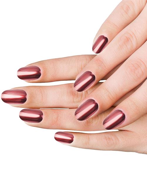 hand made /hand painted/hand crafted customised -burgundy chrome press on gel nails-with extensions and chrome nail art - 16713145 - Very Small Image - 1