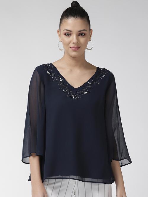 embellished detail v-neck top  - 16713945 - Very Small Image - 1