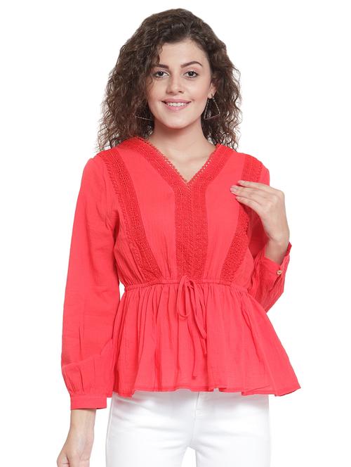 tie front lace paneled top  - 16714389 - Very Small Image - 1