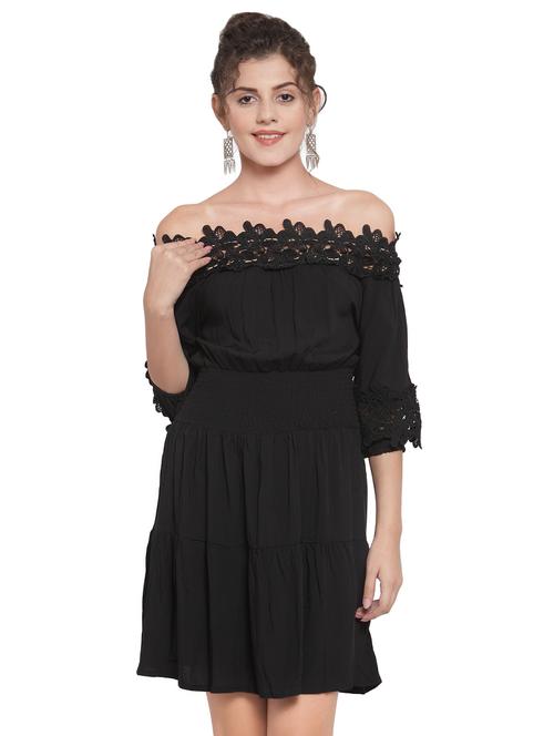 off shoulder lace detail a-line dress - 16714402 - Very Small Image - 1