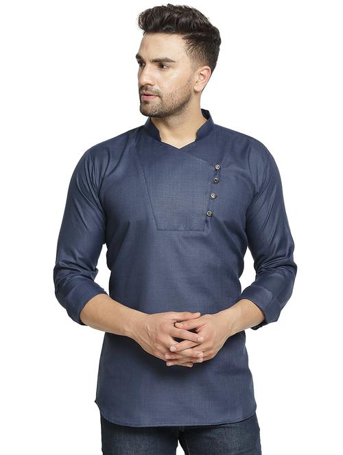 navy blue solid short kurta - 16714872 - Very Small Image - 1