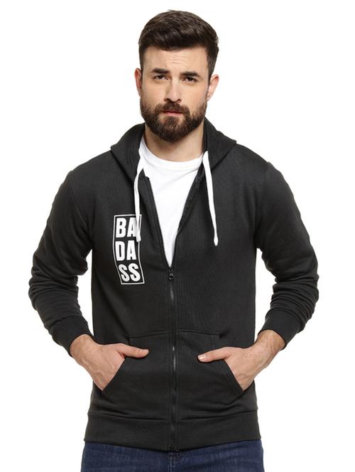 black chest printed casual jacket - 16716890 - Very Small Image - 1