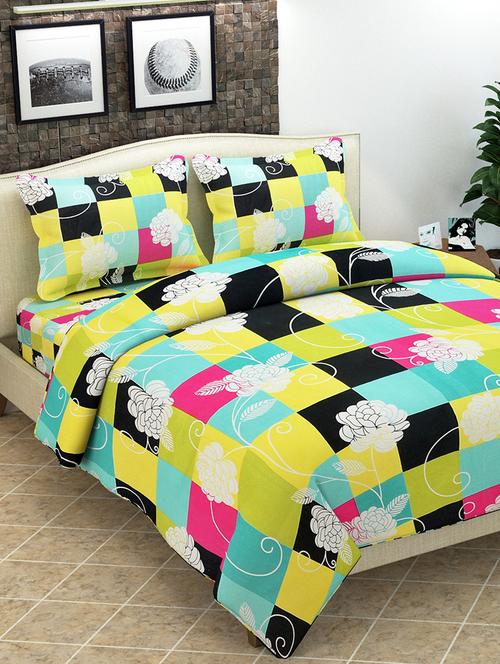 multocolor polycotton 1 double bedsheet with 2 pillow covers - 16717052 - Very Small Image - 1