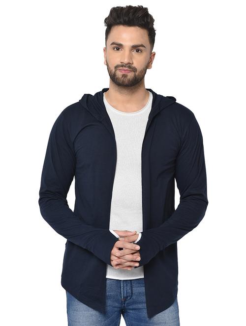 navy blue solid hooded shrug - 16717065 - Very Small Image - 1