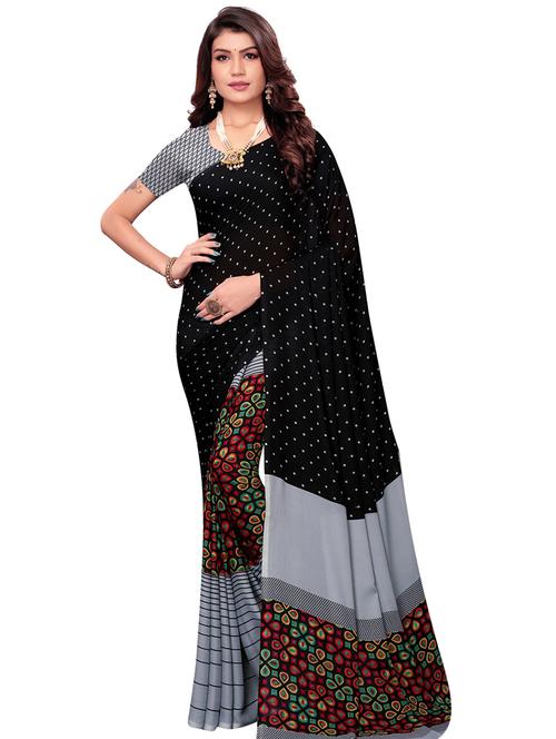 polka dots printed saree  with blouse - 16717212 - Very Small Image - 1