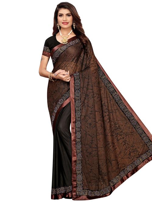 abstract print bordered saree  with blouse - 16717230 - Very Small Image - 1