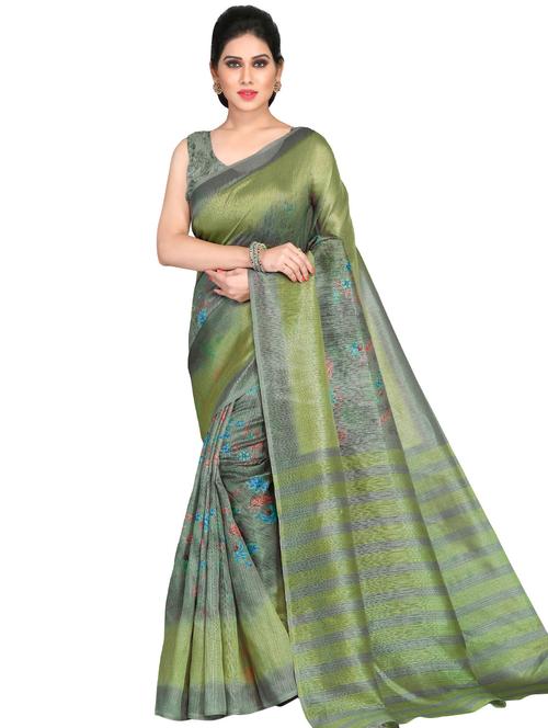 floral printed saree with blouse - 16718010 - Very Small Image - 1