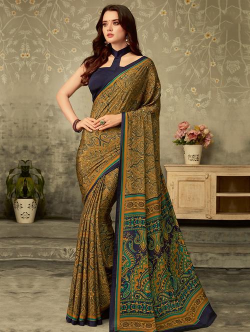 paisley printed saree with blouse - 16718218 - Very Small Image - 1
