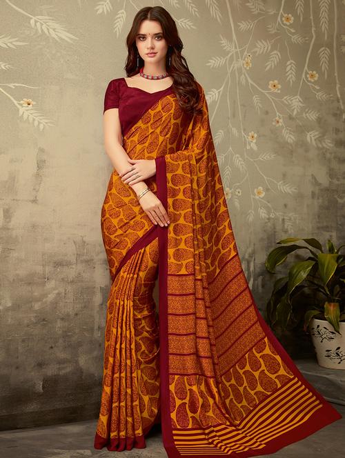 paisley printed saree with blouse - 16718233 - Very Small Image - 1